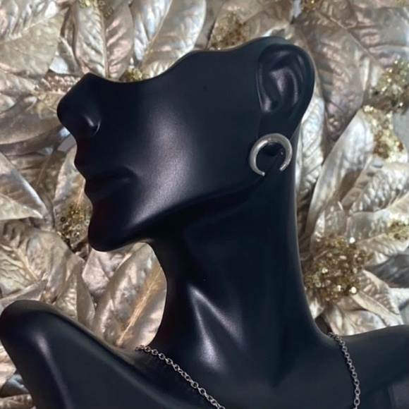 NEW Crescent Moon Earrings in Silver - Picture 3 of 4